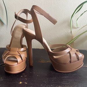 Nude Aldo Ankle strap heeled platform sandal